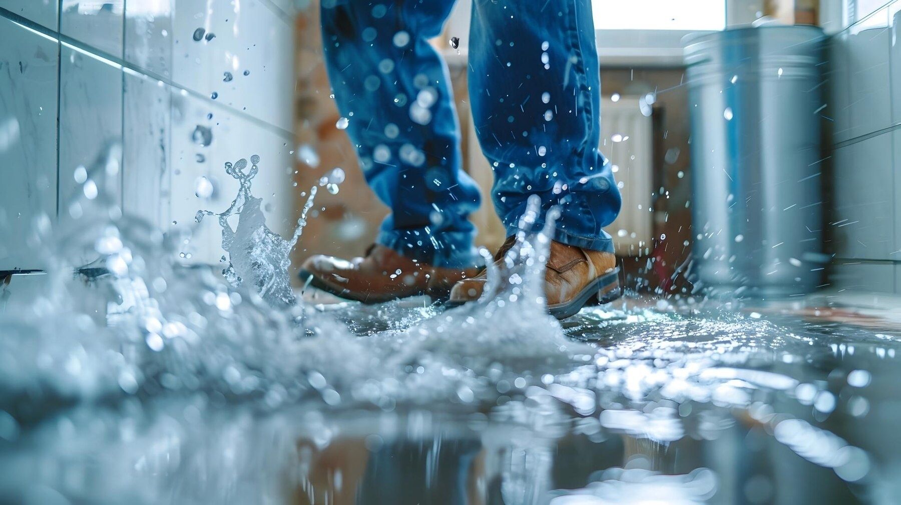 Intérieur endommagé après un dégât des eaux avant remise en peinture
