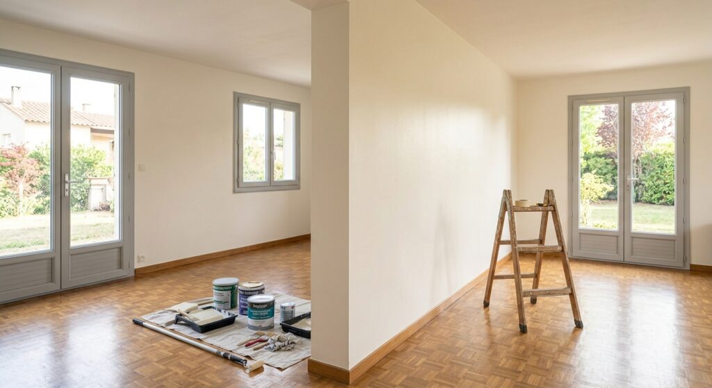 Avant et après le rafraîchissement d’un séjour de pavillon à Baillargues